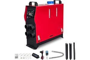 Triclicks 5KW / 8KW 12V Air Diesel Heater, All in One Diesel Parking Night Heater with LCD Display Remote Control For Car, Trailer, Truck, Caravas, Boat (Red-8KW, 4 Holes Air Outlet)