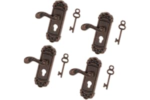Amagogo 4 Paar 1/12 Vintage Puppenhaus Linke Türklinke Und Hauptpunkt, Key