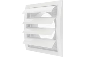 REPA MARKET Cappuccio di scarico bianco sfiato 12,5 cm con schermo e flangia incorporati, bianco, copertura dello sfiato dell'aria, copertura del condotto di scarico HVAC, tappo di scarico