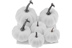 Gresorth 6pcs Falso Bianco Zucche Caduta Autunno Halloween Decorazione Artificiale Imbianchabile DIY Zucca per Ringraziamento Display