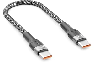 deleyCON 0,15m Kabel USB-C Krótki do iPhone 17 16 15 Pro Max Air, Galaxy S25 S24 A16 A56, iPad Pro, MacBook, AirPods, Tablet, PS5 (60 W Szybkie ładowanie) PD 3.0 PPS - Krótki Kabel 15 cm