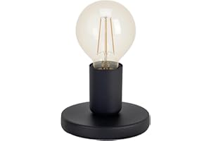 EGLO Pozello Lampa stołowa, minimalistyczna dekoracyjna lampa nad stół, lampka nocna z metalu w kolorze czarnym, lampa do salonu z przełącznikiem, do żarówek XXL E27