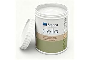 Bianca Stella Universalfarbe Ohne Schleifen - Wasserbasierte Parfümierte Renoiverfarbe für Möbel, Holz, Fliesen, Metall & Kunststoff - Weiß, Glänzend, Kratzfest, Hochdeckend, 1000ml