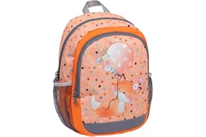 Belmil Kindergartenrucksack mit Brustgurt und Namensschild für 3-6 Jährige/Mädchen / 12 L/Krippenrucksack Kindergartentasche Kindertasche/Fuchs/Orange (305-4/A Cute Foxy)