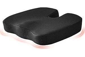 inaepeak Seat Cushion for Office Chair, Memory Foam Seat Cushion for Coccyx Tailbone Pain Relief, Seat Cushions for Office Desk/Car Seat/Wheelchair/Chair, Breathable Mesh Cover/Washable/Non-slip/Black