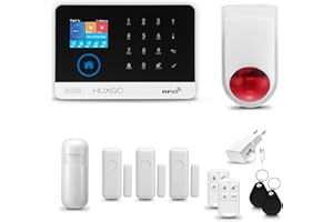 HUXGO® HXA003 Alarme Maison sans Fil WiFi + GSM avec Sirène exterieure sans Fil | Système d'alarme avec détecteur de Mouvement, 3X capteurs de Porte | Kit sécurité Maison, Appartement, Garage