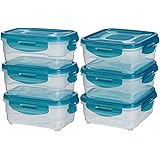 Amazon Basics Set di Contenitori per Alimenti, 3 Pezzi da 0,80 L & Set di Contenitori per Alimenti,3 Pezzi da 0,60 L
