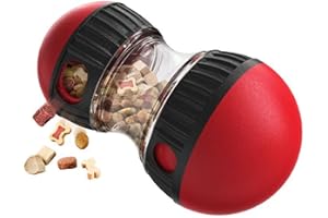 Amexo Juguete Interactivo Perro Dispensador Comida Perros Juguete Perro Indestructible Juguetes para Perros Grandes Pequeños (Rojo)