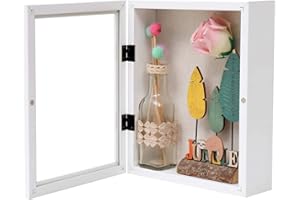 Muzilife 20,3 x 25,4 cm großer Schattenbox-Bilderrahmen – 5,5 cm tiefe Holz- und Glasvitrine, fertig zum Aufhängen, Erinnerungsstücke, Hochzeit, Tickets und Fotos (weiß)