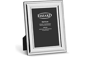 EDZARD Bilderrahmen Sunset für Foto 10 x 15 cm, edel versilbert, anlaufgeschützt, mit Samtrücken, inkl. 2 Aufhängern, Fotorahmen zum Stellen und Hängen