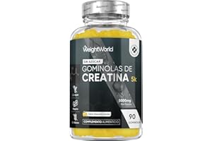 WEIGHTWORLD Gominolas de Creatina Monohidratada 5000mg - Gomitas Pre Entreno Sabor Limón de Creatina Monohidrato Sin Azúcar ni Gluten - Suplemento para el Gym, Sin OGM