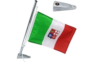 Glac Store® Barre porte-drapeau en acier inoxydable 35 cm avec support pour bateaux bateau yacht drapeau italien inclus