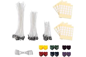 ZHSIHAI Mecha de Vela, Mechas para Fabricación de Velas, 150 Piezas Mechas Enceradas, Mechas Velas Naturales con Sostenedor de la Mecha y 160 Etiquetas Engomadas de la Mecha de los Puntos de Doble Cara.