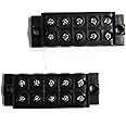 Control Panel 30A 5 Way Bakelite Connector Strip Double Row Barrier Black Terminal (Pack Of 2)