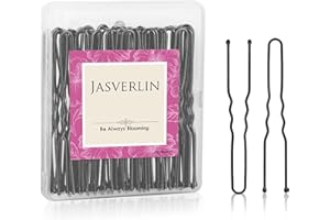 JASVERLIN Spille a forma di U per acconciature a crocchia spessa, forcine per capelli da balletto per donne e ragazze con grandi teste a crocchia da 2,4 pollici 100 pezzi (nero)