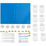 36 Piece DIY Epoxy Mixing Tool Set, Measuring Cup Plastic Spoon Dripper, Silicone Casting Manufacturing Mat Measuring Cup Dri