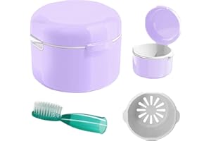 DIDATOOL Porta Dentiera, Bite Dentale, Contenitore Dentiera con Cestello per Risciacquo, Scatola per Protesi, Custodia Apparecchio Denti, Pulizia Denti Cleanning (Viola)