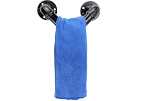 BSTKEY Soporte para colgar toallas triangulares de tubo industrial vintage, soporte para toallas retro montado en la pared, soporte para bata de baño, accesorios de baño, color negro