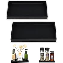 JAWUZ 2 stuks badkamer-dienblad, decoratief dienblad, zwart siliconen, make- uptafel, opbergschaal, dienblad klein, voor woonkamer, slaapkamer, wastafel, badkuip en keukenspoelbak (zwart), A, A