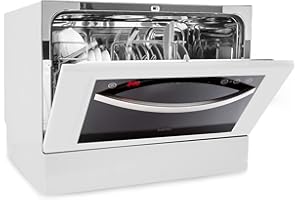 Klarstein Table Top Dishwasher, 6 Place Setting Mini Dishwashers, Quiet Operation Countertop Dishwasher w/ 7 Washing Programs, Compact Tabletop Dishwashers, Easy To Install Homes/Office Small