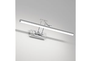 Klighten LED Lámpara de Espejo LED 50cm, Lámpara de Espejo 16W 1200 LM,Lamparas Espejo Giratorias para Baño IP44,Aplique de Espejo de Baño, Blanco Frio 5500K, Chrome