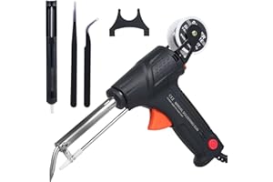 Mulcort Kit saldatore 60 W saldatrice elettrica cablata con filo di saldatura, funzionamento con una sola mano, set di saldatori per saldare circuiti stampati, manutenzione elettrica, computer e fai