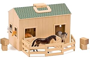 Melissa & Doug, Fienile in legno pieghevole portatile, Giocattoli di ruolo, Giochi in legno, Giocattoli Montessori, Regalo per Bambina E Bambino dai 3 4 5 6 7 Anni