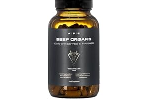 A | P | E APE Nutrition Beef Organs Grass Fed - Liver Kidney Heart Organ Capsules, Ancestral Supplement UK, 100% Grass Fed & Finished, No Antibiotics Hormones or GMOs, 180 500mg Capsules