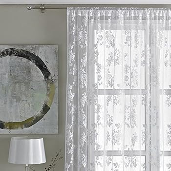 Lace Panels Slot Top Window Panels Vintage Gothic Modern Black