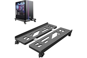 Qcdou Supporto PC Fisso, Carrello Porta pc con 4 Ruote Girevoli, Universale CPU Tower Holder Cart, Regolabile Supporto per Computer Desktop, per la Casa e L'Ufficio(Nero)