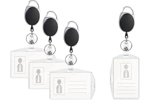 Vicloon Etui na dowód osobisty, 4 sztuki, uchwyt na identyfikator z wysuwanym kluczem jojo, uchwyt na dowód osobisty z klipsem, z twardego plastiku, poziome/pionowe, do mocowania identyfikatora