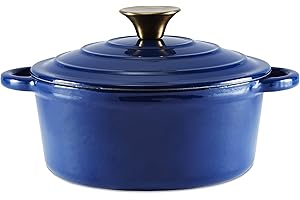 Barbary & Oak BO800250BLU Barbary & Oak Round Cast Iron Casserole Pan with Durable Enamel Interior, 20cm, Limoges Blue