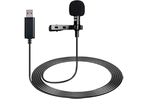MICMXMO Micrófono USB con clip de solapa para laptop, computadora, PC, conferencias de transmisión, entrevistas, canto en línea, Skype, MSN, grabación de audio y video