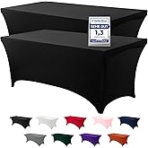 Utopia Kitchen 2 Pack Rectangle Polyester Tablecloths (6 Feet - 72 Inch) Spandex Stretch Table Covers Table Covers for Weddin
