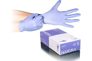 HANSKA 100 violette Nitril-Einweghandschuhe – puderfrei – Einweg – beidhändig – nicht steril – Gummibasis – geeignet für medizinische Bereiche, Handhabung von Lebensmitteln (100, S)