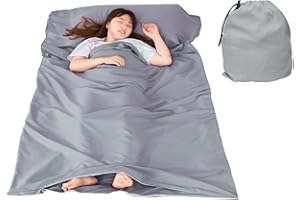 KVBUCC 1 Gray Sleeping Bag Lining, Camping Travel Bed Sheet, Lightweight Sleeping Bag Lining, Convenient Dirt Removal, Suitable for Business Travel, Driving Travel, Camping, And Hotels.