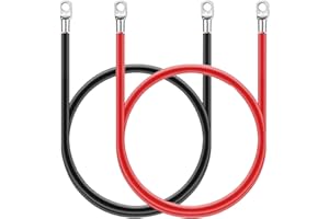 Lerodite 2 Pièces Câble Batterie 100cm 5AWG 16mm² câble 12V Rallonge de Batterie avec M10 Cosses à œillets Universelle pour Motos, Camping - Cars, Remorques et Camions, Etc