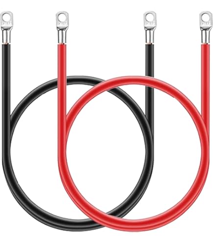 Câbles Batterie GUUZI 5AWG 80cm - Cosses Cuivre étamé Pour Solaire, Marine, Voiture - Lot Positif/négatif
