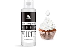 ‎DECORROM Lebensmittelfarbe - 160ml Flüssige Konzentrierte Lebensmittel Farben für Kuchen Dekoration, Backen, Kekse, Macaron - Zuckerfrei Food Coloring für Getränken, Tortendeko, DIY Slime, Osterei (Weiß)