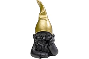 Kare Design Deko Figur Zwerg Schwarz/Gold, Deko Objekt, Dekoration für Wohnzimmer, Schlafzimmer, Büro, Regale, Gartenzwerg, Accessoire, 21x10x9cm (H/B/T)