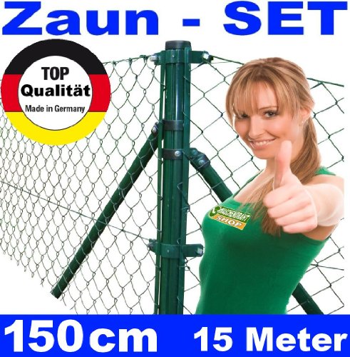 Maschendrahtzaun - SET 150 cm 15 Meter lang
