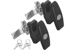 KYAOAYO 2 Stück T-Griff-Schloss Kit zur Hintere Befestigung, Werkzeugkasten Garagentorschloss mit Zylinderschlüsseln, für Wohnwagen, Marine, Boot, Garagentor, Vordach, Wohnmobil Schwarz