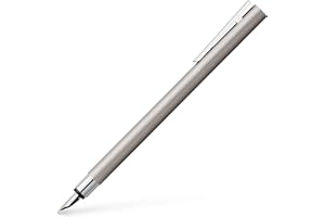 Faber-Castell 342103 - Penna stilografica Neo Slim in acciaio inox, larghezza pennino B, argento opaco