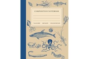 Vintage Marine Biology Notebook: College Ruled Composition Notebook for Marine Biologists, Science Students, Sea Life / Ocean / Underwater / Fresh water Lovers