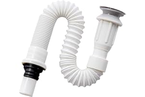 Misazy scarico lavello cucina, scarico lavabo, Flessibile tubo scarico lavandino, Piletta per lavabo allungabile da 40-80 cm