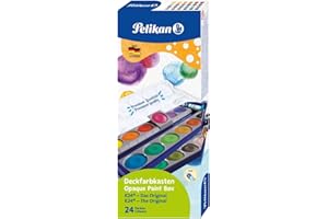 Pelikan 720862 Acquarelli Premium Qualità Extra K24-24 Colori Assortiti Con Scodellini Separabili, Nero Bianco, Set Da Due Pezzi il pacchetto può variare