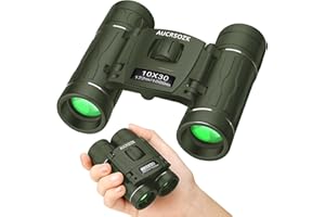 Jumelles Puissantes pour Enfant AUCRSOZK 10x30 Etanche Compactes Petites Jumelle Telescopes and Optics pour Observation Oiseaux Chasse Randonnée Voyage Montagne Concert - Vert