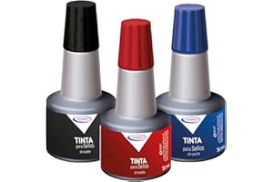 JP-JORPAY Tinta para Sellos - Tampón Tinta Sello - Distintos Colores - Rojo- Azul - Negro -Recambio de Tinta - 2 Botellas de 30 ml (Rojo-Negro)
