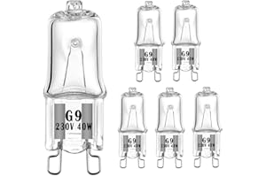 AHEVO G9 Oven Bulbs 40W Clear Halogen Lights 230V 300℃, Warm White, Pack of 6
