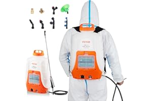 VEVOR Pulvérisateur Électrique à Dos à Batterie Pression Réglable 0-6,2 Bar Réservoir 16 L 8 Buses 2 Baguettes Batterie 12 V 8 Ah Couvercle à Large Ouverture pour Désherbage Pulvérisation Nettoyage